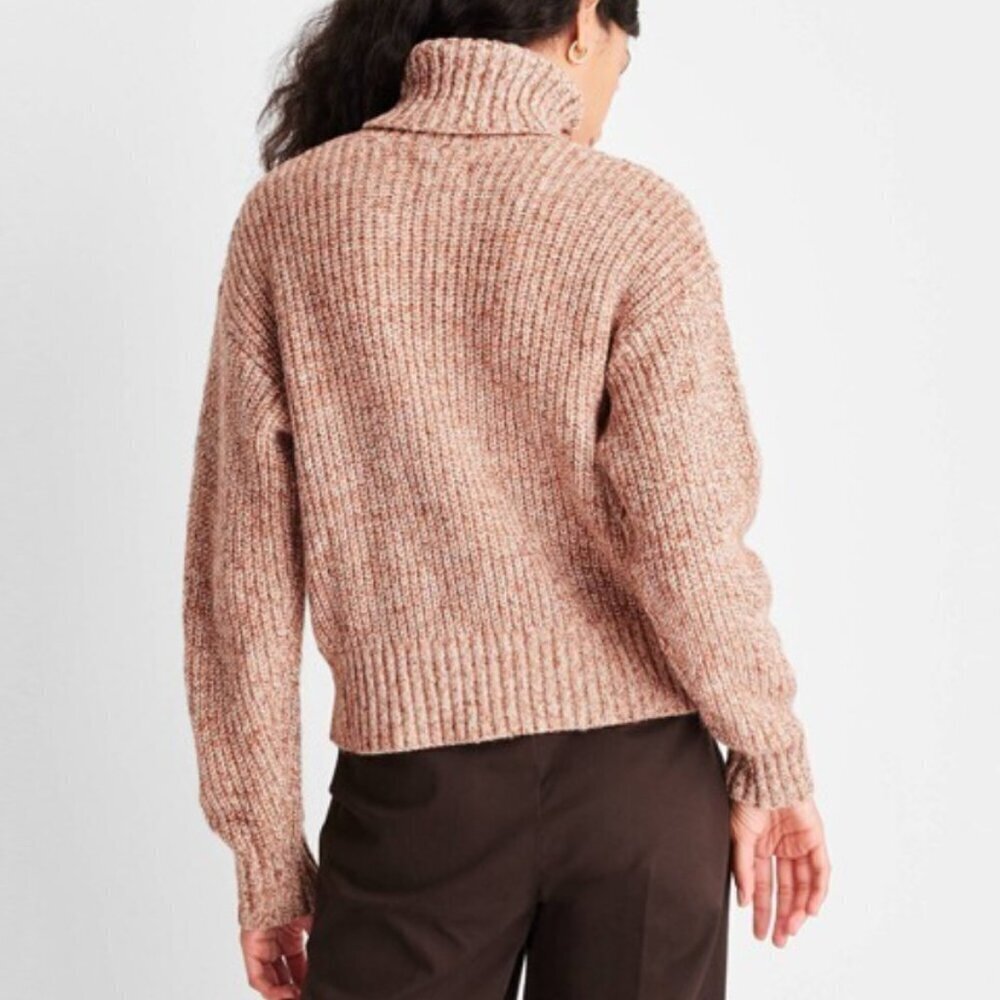 Future Collective SZL Neutral Chunky Comfy Turtleneck Sweater Academia Preppy - Picture 3 of 11